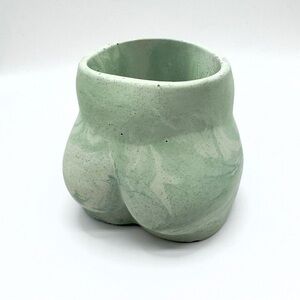 Booty Butt Green Concrete Female Form Planter, Candle Holder, Brush Holder NWOT